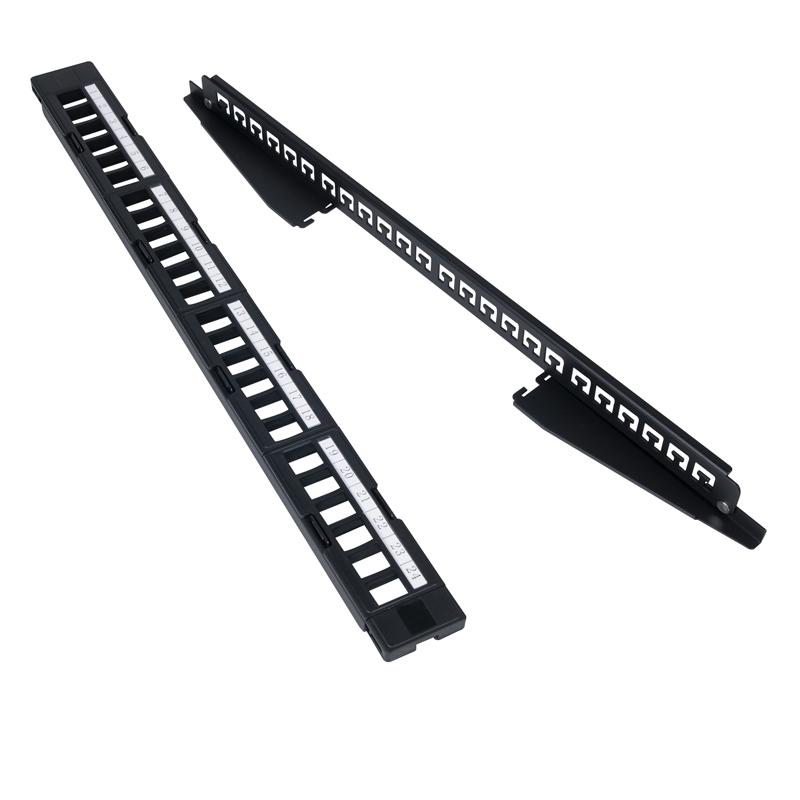Black SUNPU 1U 24-port modular keystone patch panel